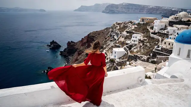 The Flying Dress Photoshoot in Santorini